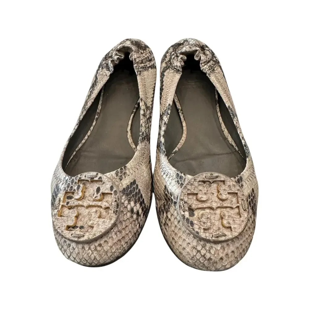 Tory Burch Reva Snake Print Leather Ballet Flats Women’s 7.5